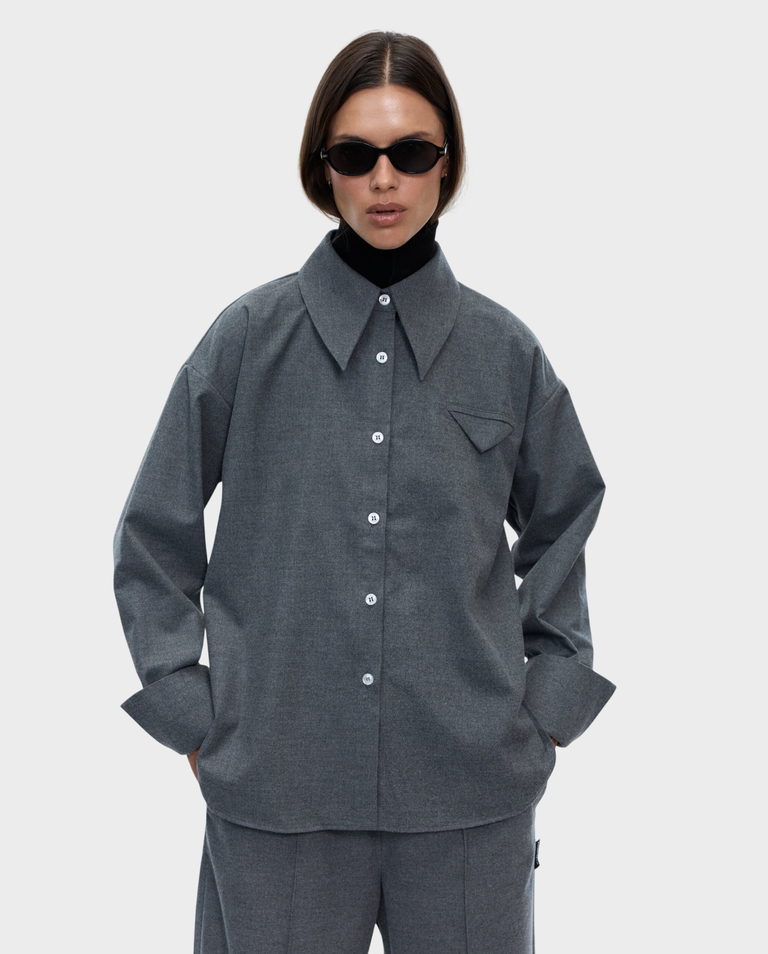 Szara flanelowa koszula oversize Boy