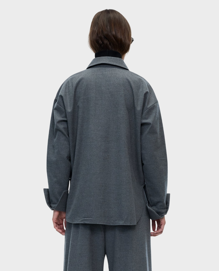 Szara flanelowa koszula oversize Boy - Image #3