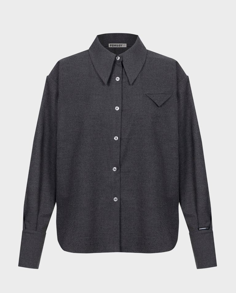 Szara flanelowa koszula oversize Boy