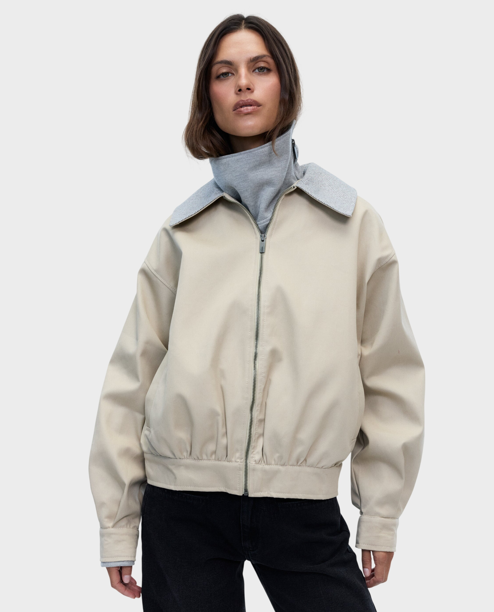 Kurtka oversize z kołnierzem w kratę Aviator - Image #1