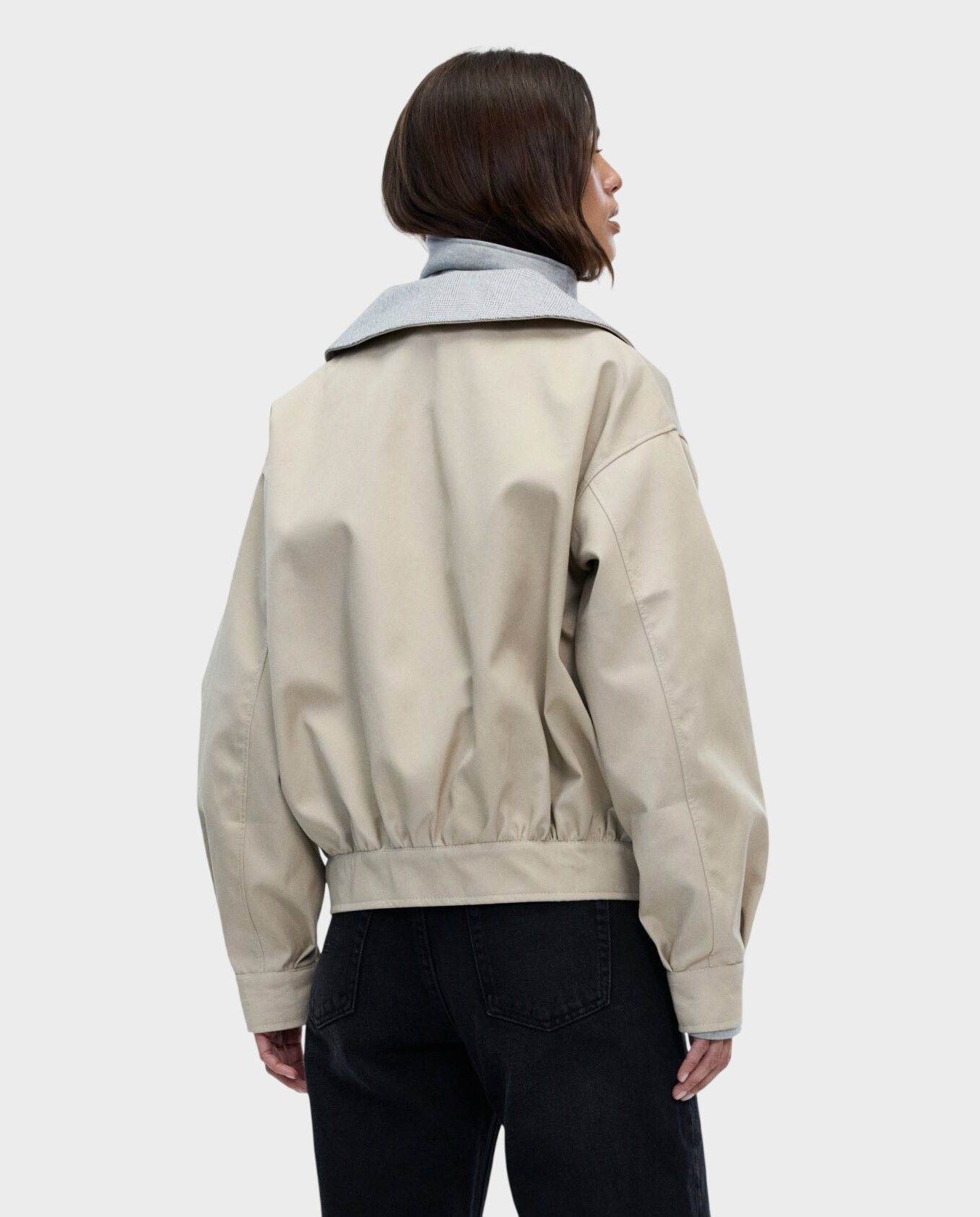 Kurtka oversize z kołnierzem w kratę Aviator - Image #3