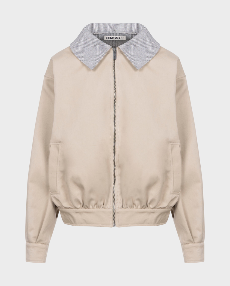 Kurtka oversize z kołnierzem w kratę Aviator