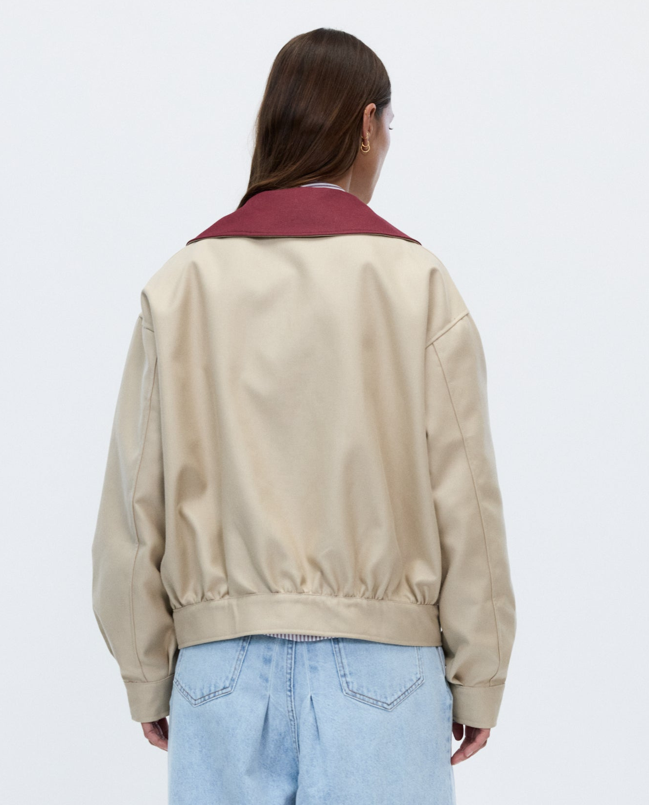 Kurtka oversize z bordowym kołnierzem Aviator - Image #4