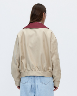 Kurtka oversize z bordowym kołnierzem Aviator - Image #4