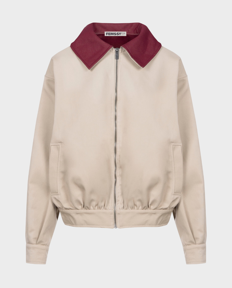Kurtka oversize z bordowym kołnierzem Aviator