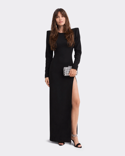 Czarna sukienka z rozcięciem maxi - Image #3