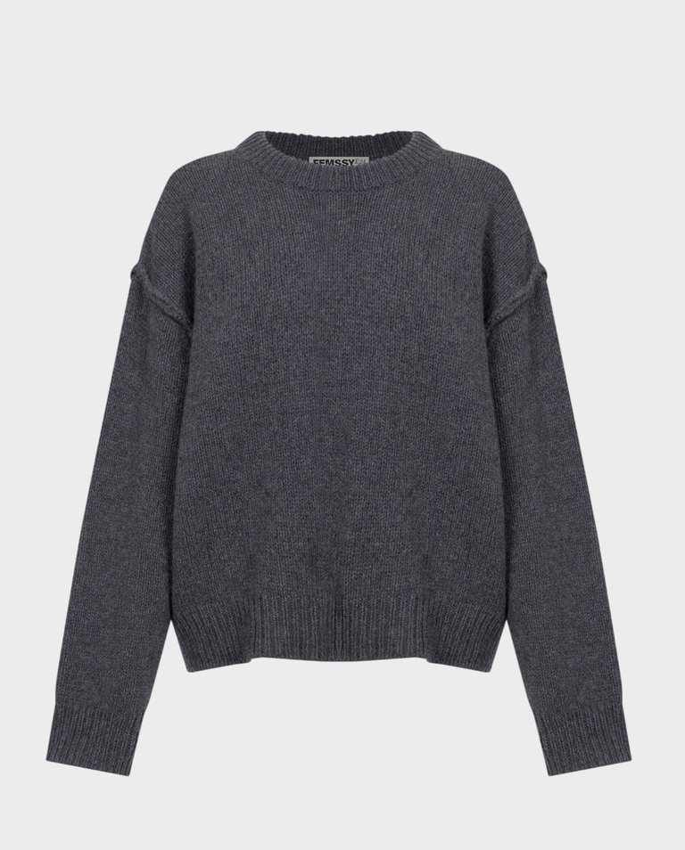 Szary wełniany sweter oversize Emma