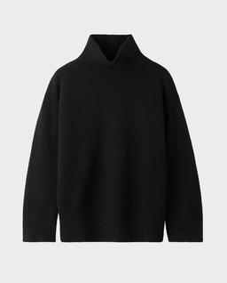 Czarny kaszmirowy sweter z golfem - Image #0
