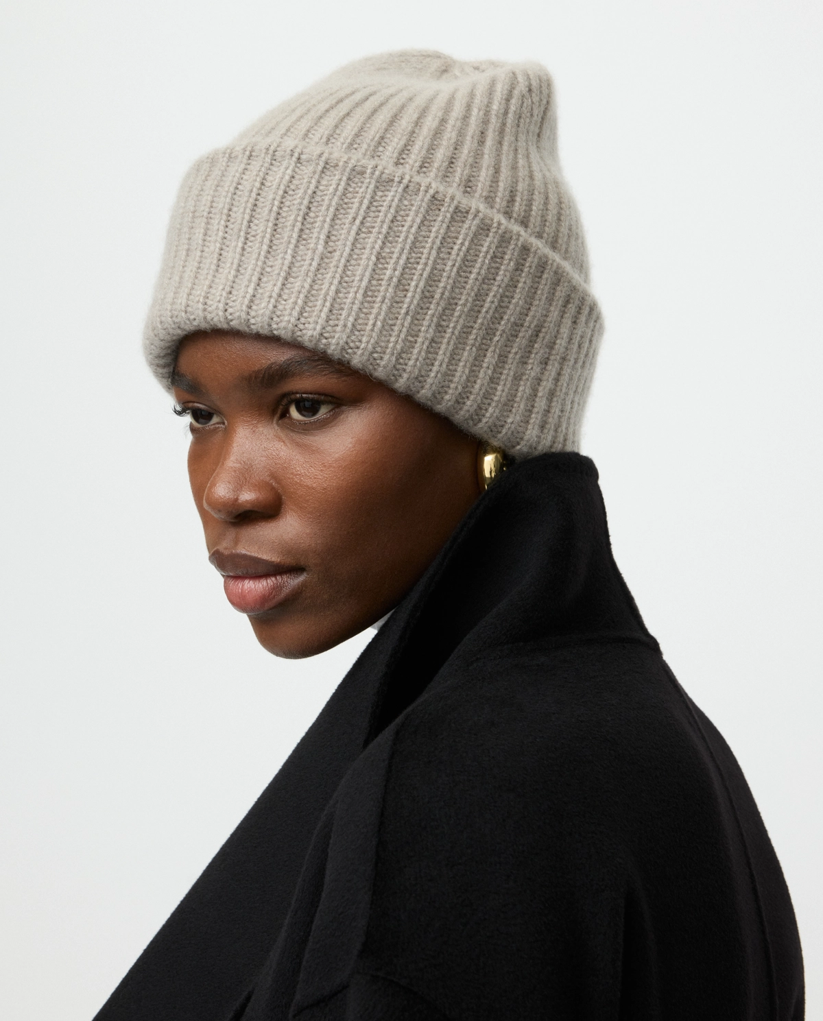 Kaszmirowa prążkowana czapka beanie - Image #2