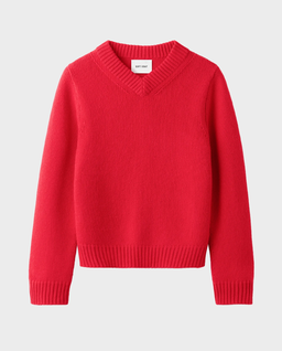 Czerwony sweter z dekoltem w serek - Image #0