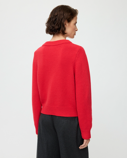 Czerwony sweter z dekoltem w serek - Image #3