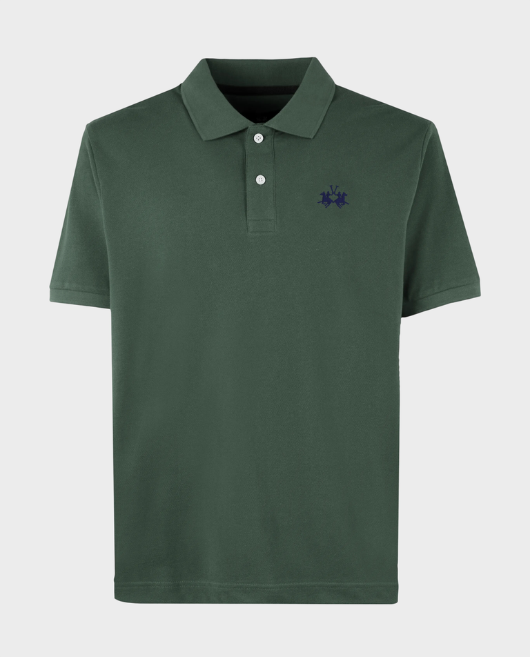 Zielona koszulka polo z haftowanym logo