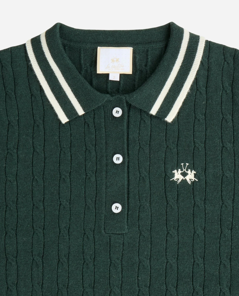 Zielony sweter z kołnierzykiem polo - Image #1