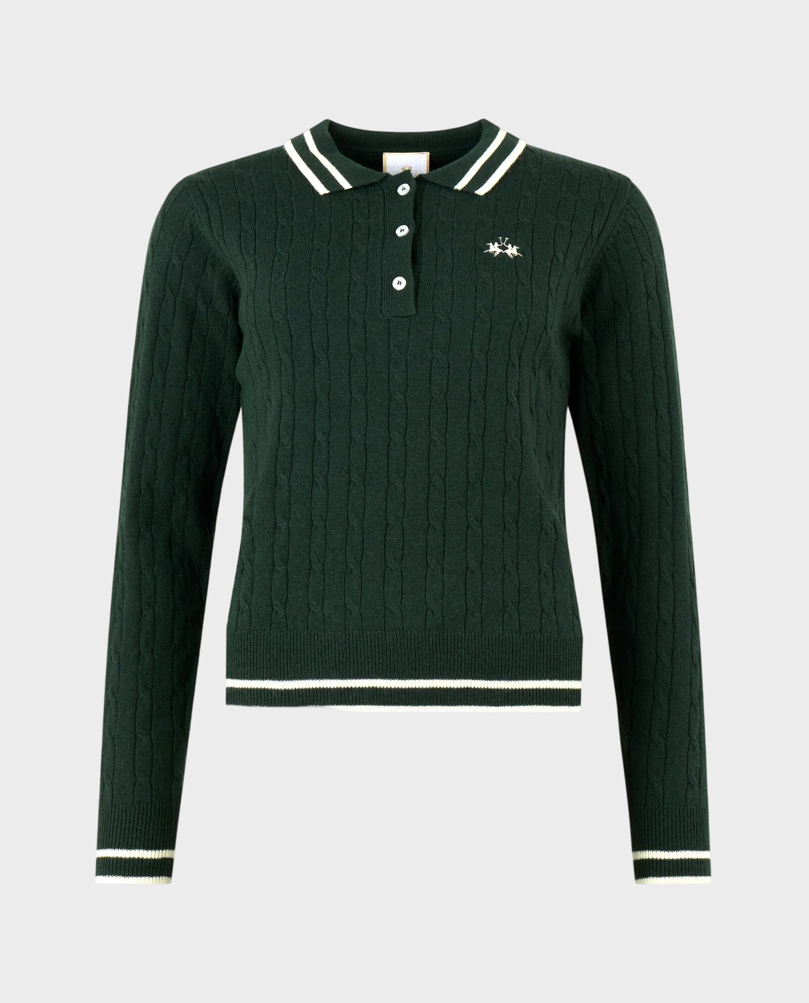 Zielony sweter z kołnierzykiem polo - Image #0