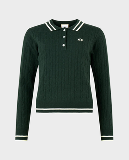 Zielony sweter z kołnierzykiem polo - Image #0