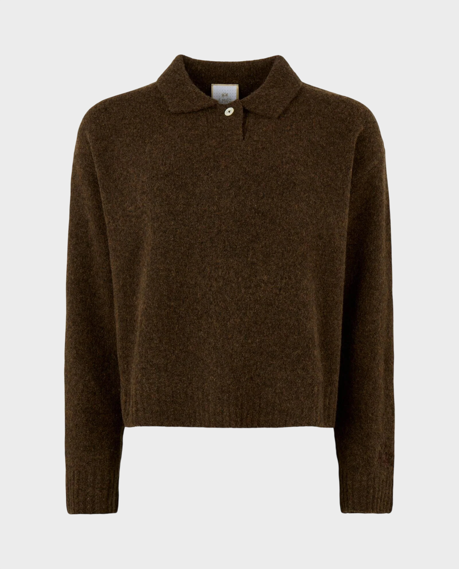 Brązowy sweter z kołnierzykiem polo - Image #0