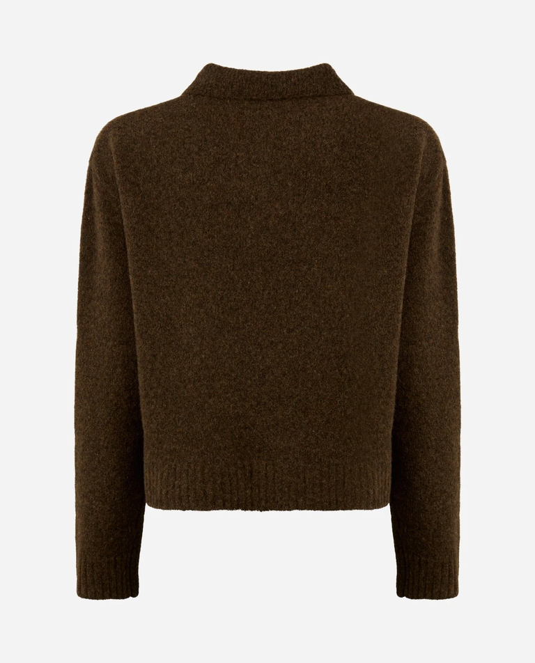 Brązowy sweter z kołnierzykiem polo - Image #2