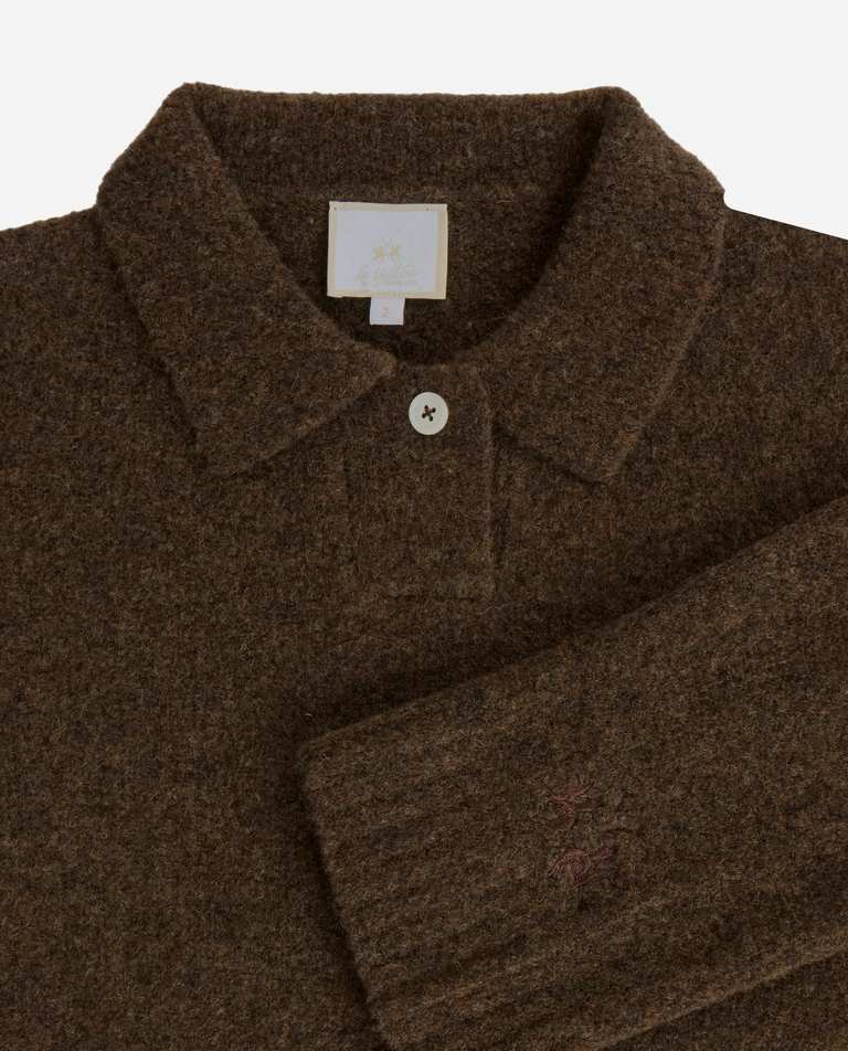Brązowy sweter z kołnierzykiem polo - Image #1