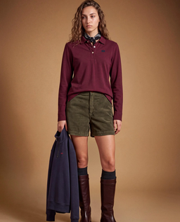 Bordowa koszulka polo z długim rękawem - Image #2