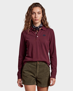 Bordowa koszulka polo z długim rękawem - Image #1