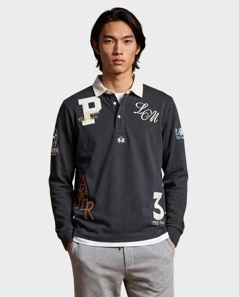 Granatowy longsleeve z naszywkami - Image #1