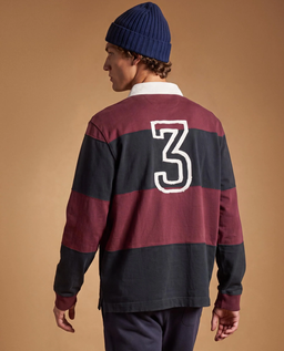 Bawełniany longsleeve w bordowe paski - Image #3