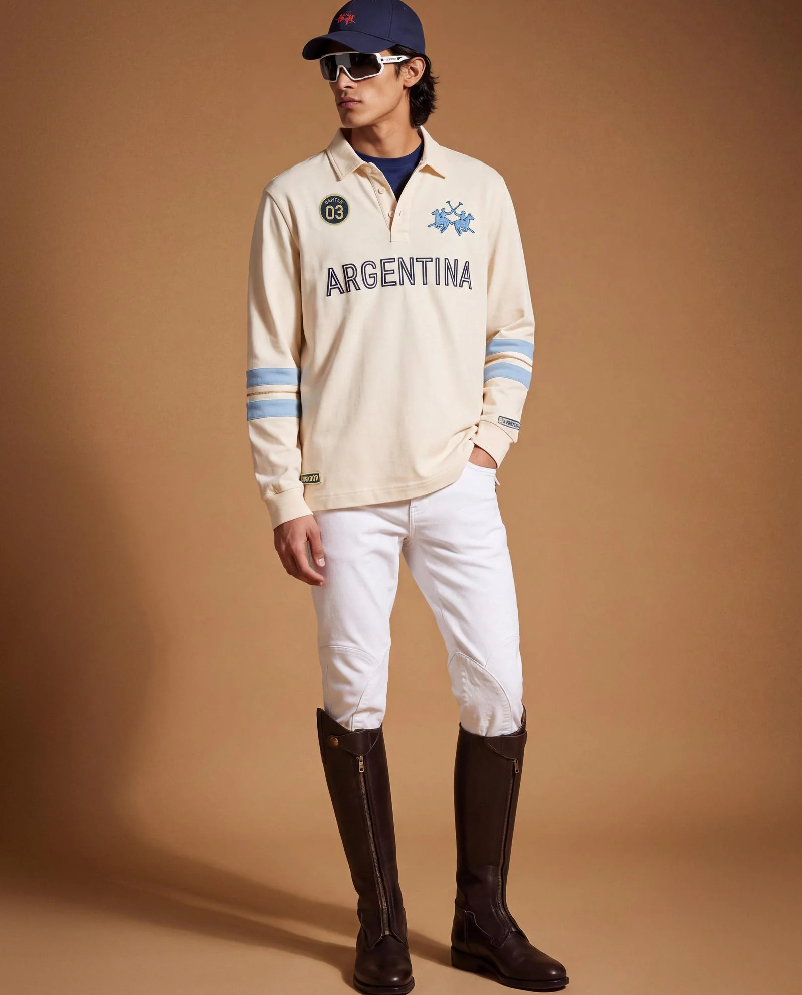 Kremowy bawełniany longsleeve z haftowaniem - Image #2