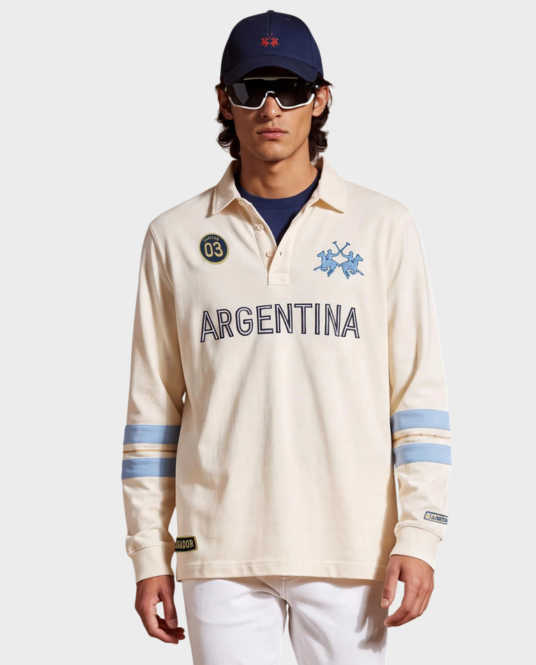 Kremowy bawełniany longsleeve z haftowaniem - Image #1