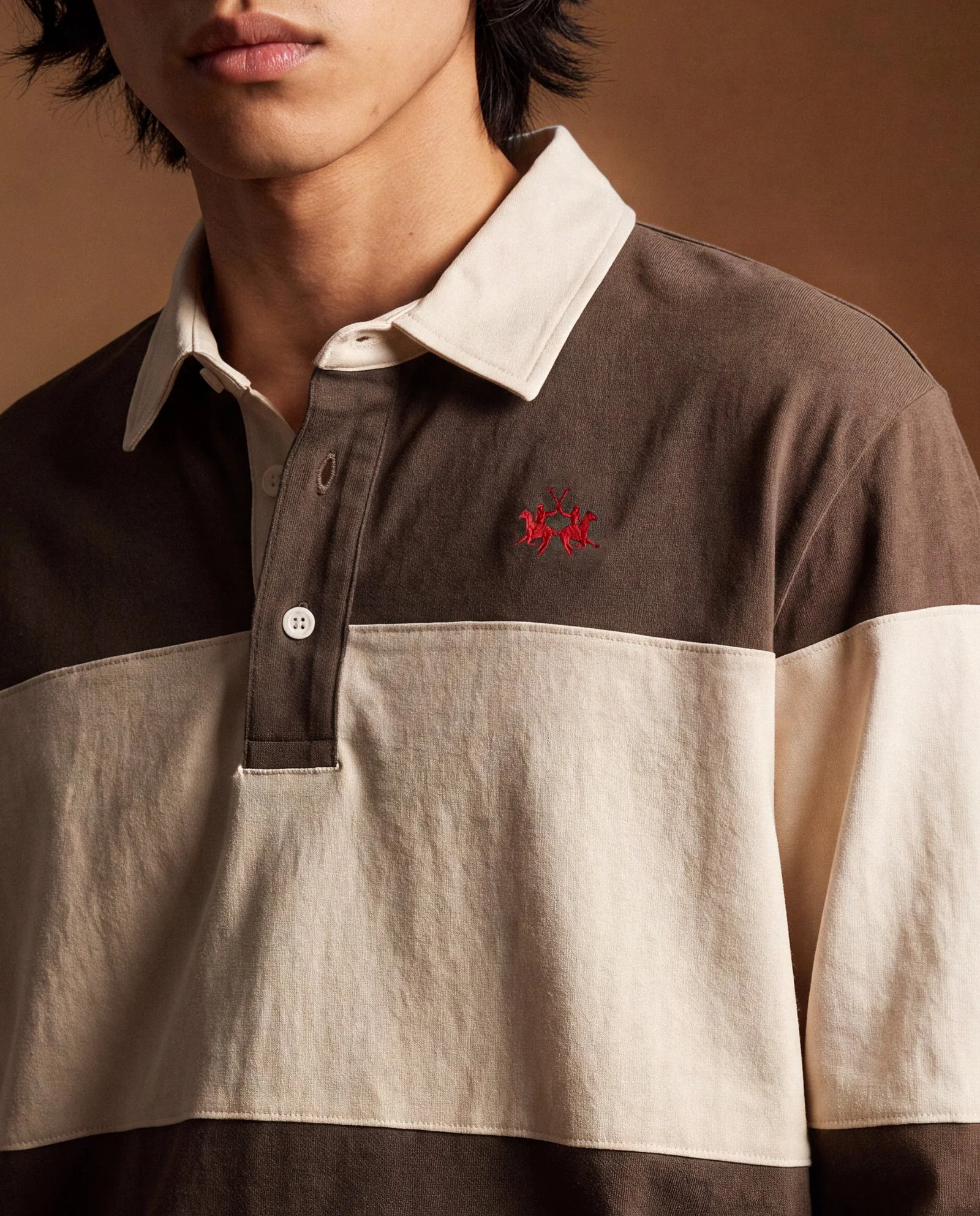 Brązowy longsleeve w paski - Image #4