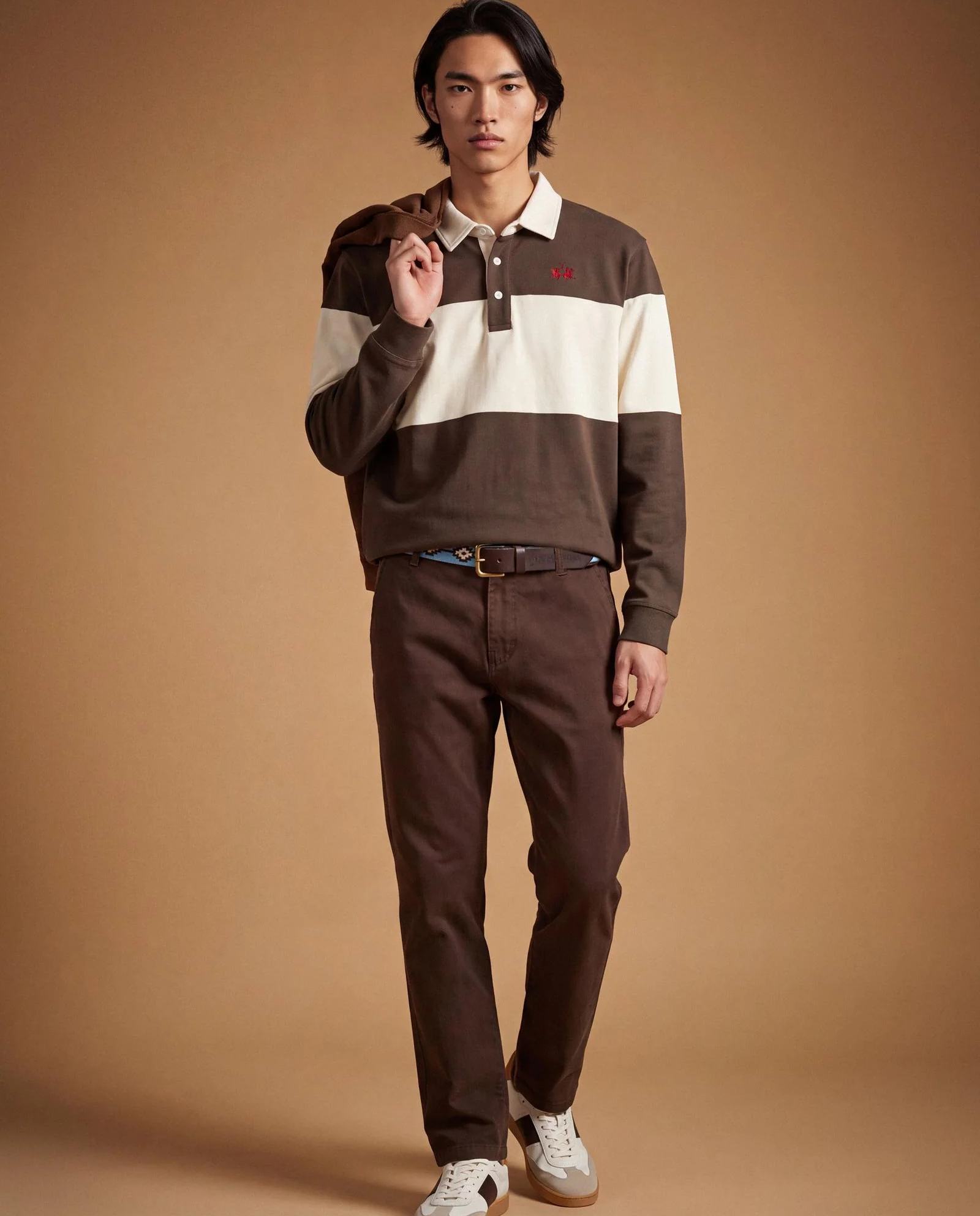 Brązowy longsleeve w paski - Image #2