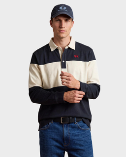 Granatowy longsleeve w paski - Image #1