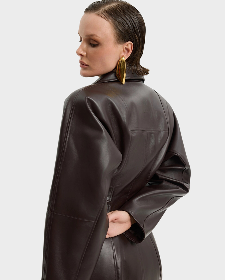 Brązowa kurtka skórzana Livia - Image #6