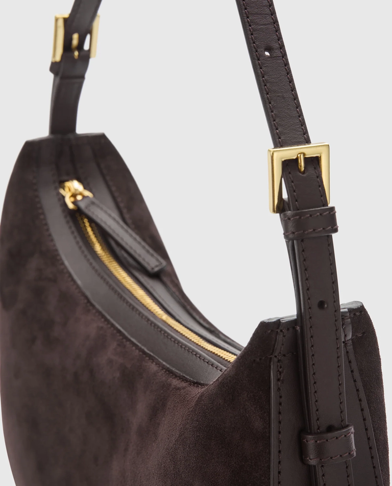Ciemnobrązowa zamszowa torebka Liveri Small - Image #4