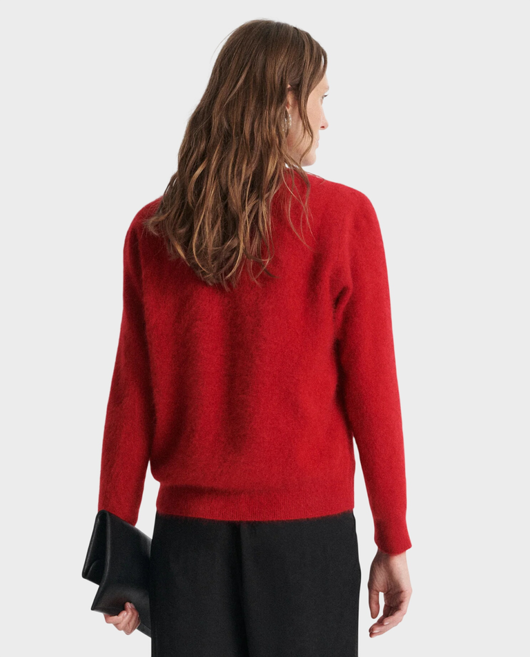 Czerwony kaszmirowy sweter Carmen - Image #3