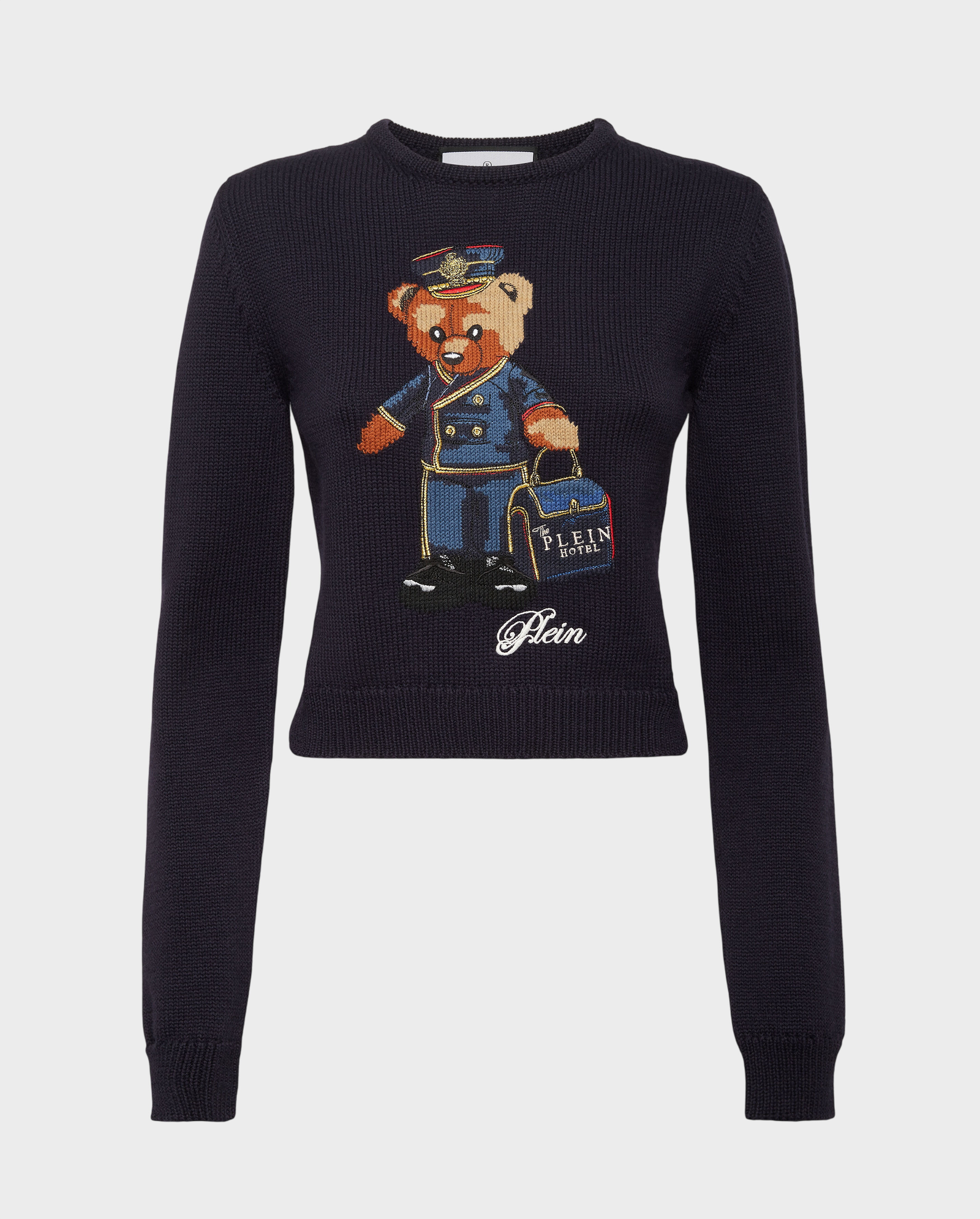 Granatowy sweter z haftem Teddy Doorman - Image #0
