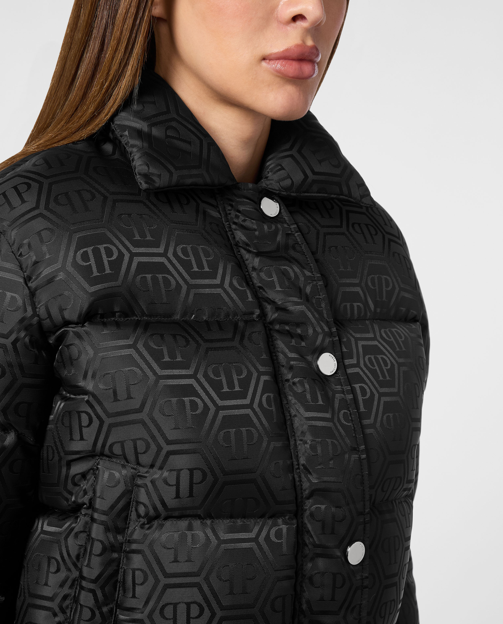 Czarna kurtka puchowa Jacquard Monogram - Image #4