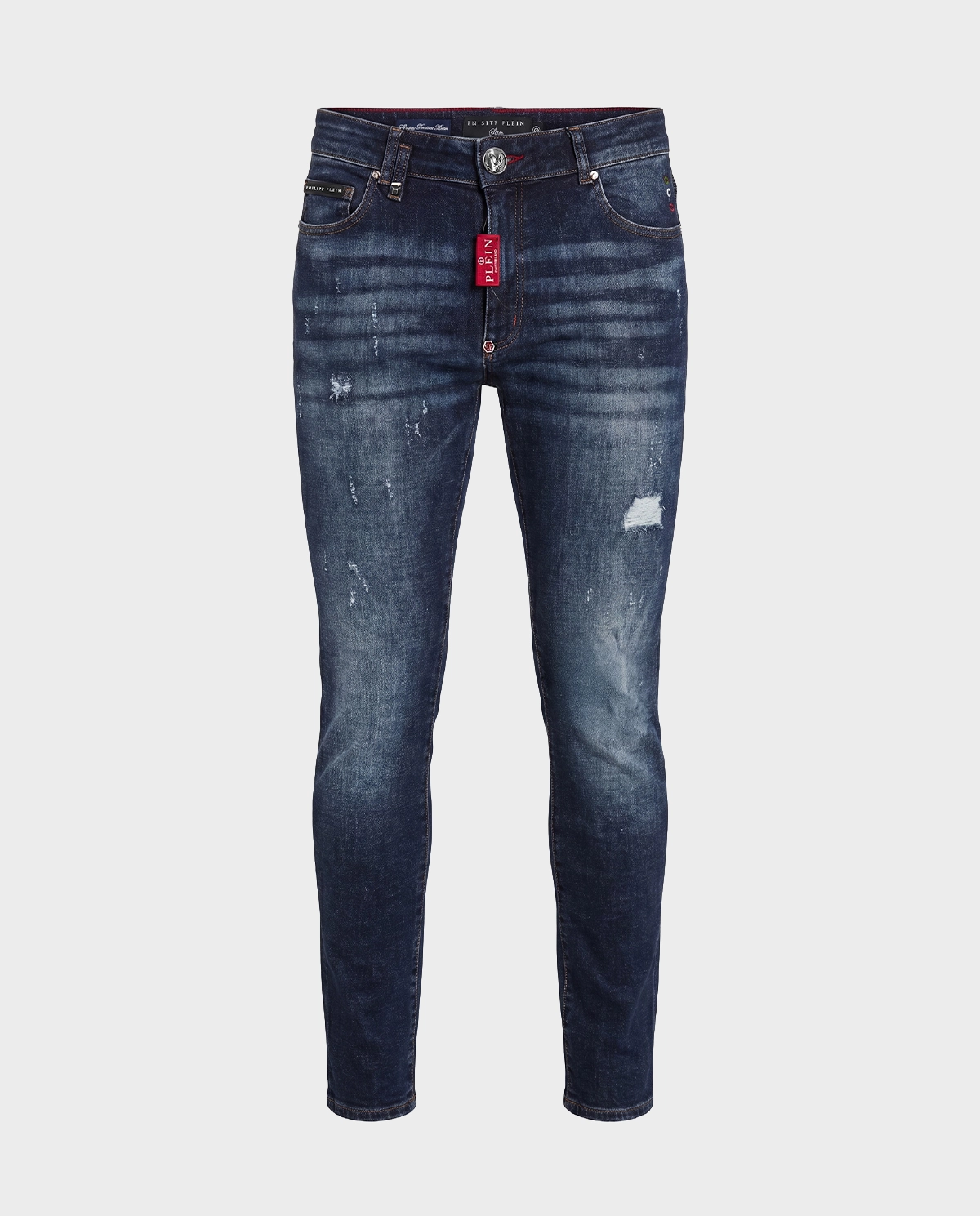 Granatowe jeansy z naszywką Slim Fit - Image #0