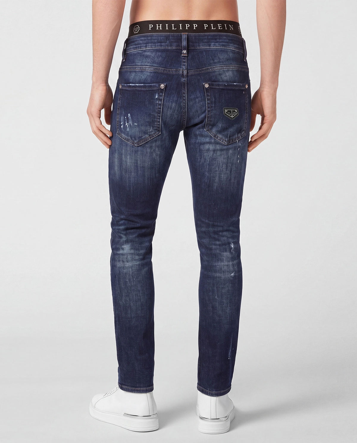 Granatowe jeansy z naszywką Slim Fit - Image #2