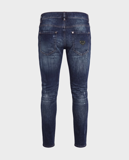 Granatowe jeansy z naszywką Slim Fit - Image #3