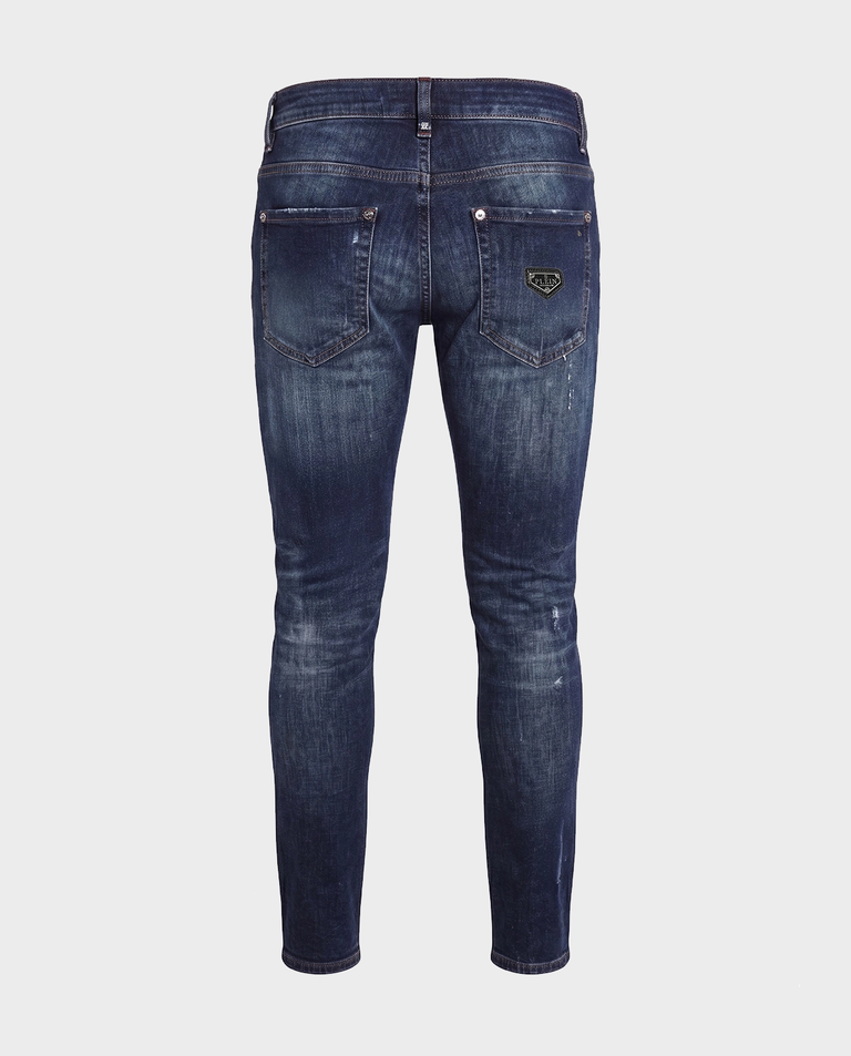 Granatowe jeansy z naszywką Slim Fit - Image #3