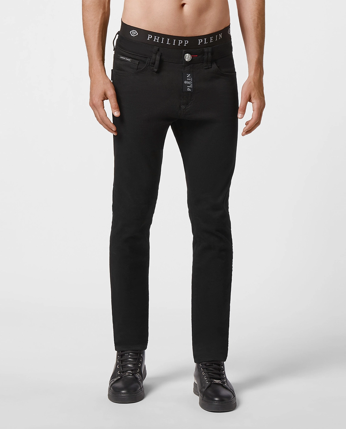 Czarne jeansy z naszywką Slim Fit - Image #2