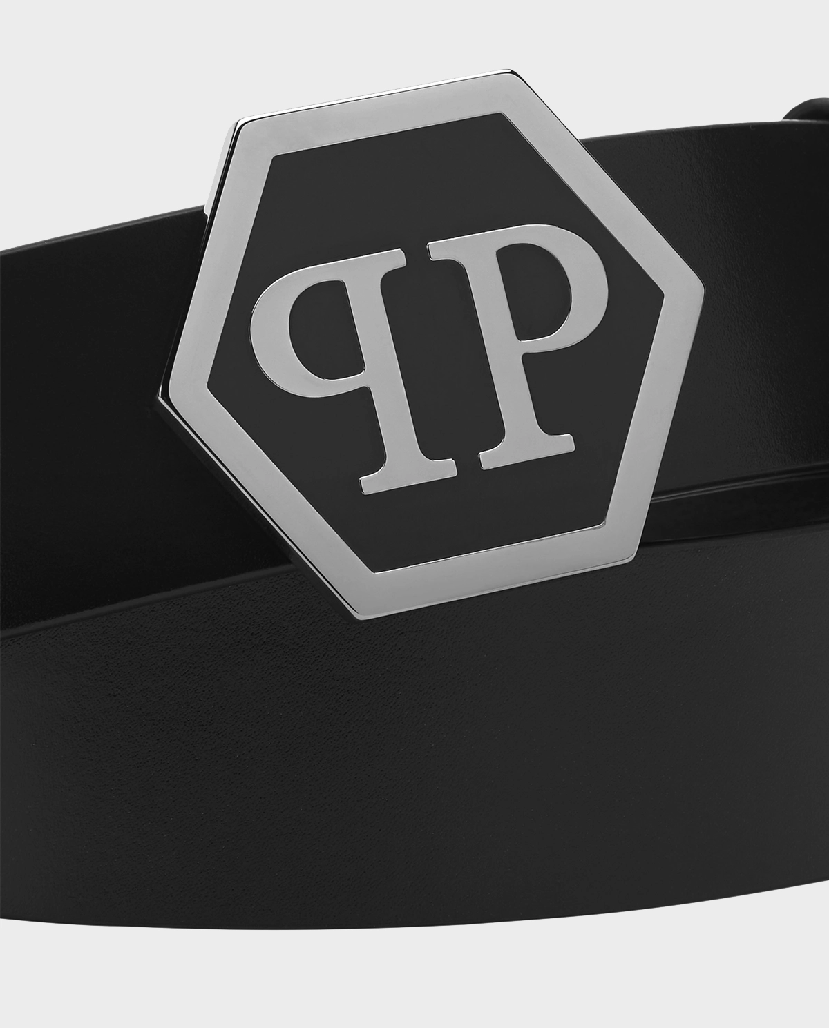 Czarny skórzany pasek Hexagon - Image #3