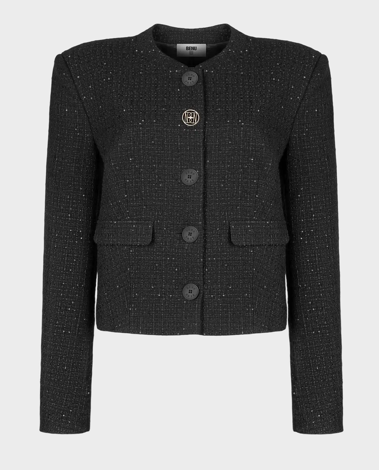 Czarna marynarka z tkaniny boucle - Image #0