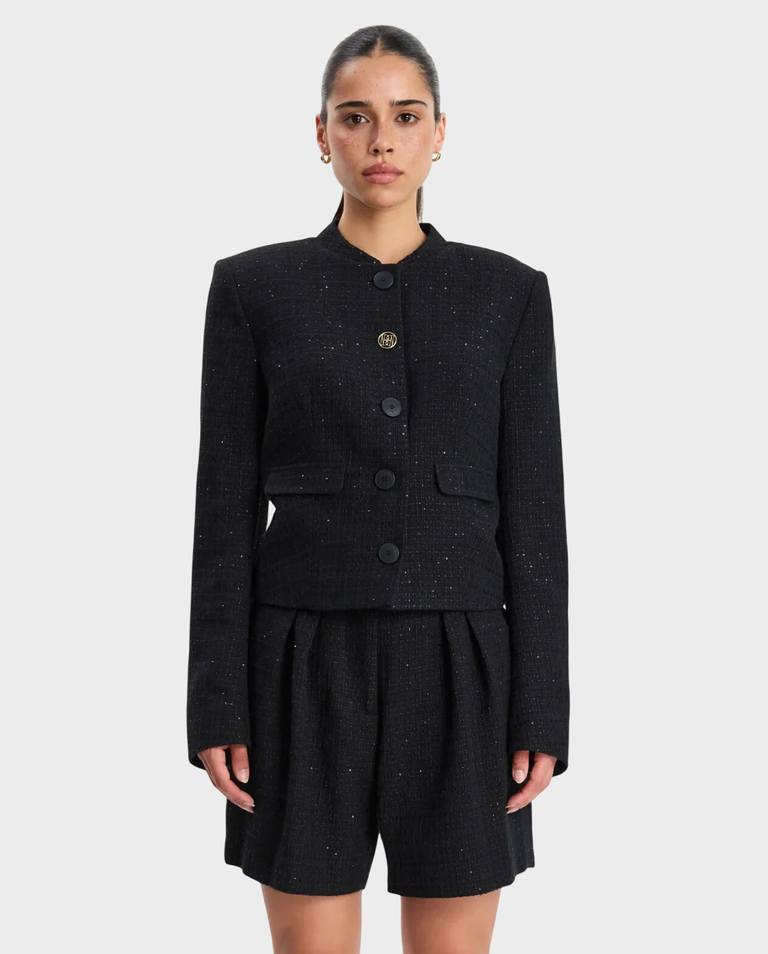 Czarna marynarka z tkaniny boucle - Image #1