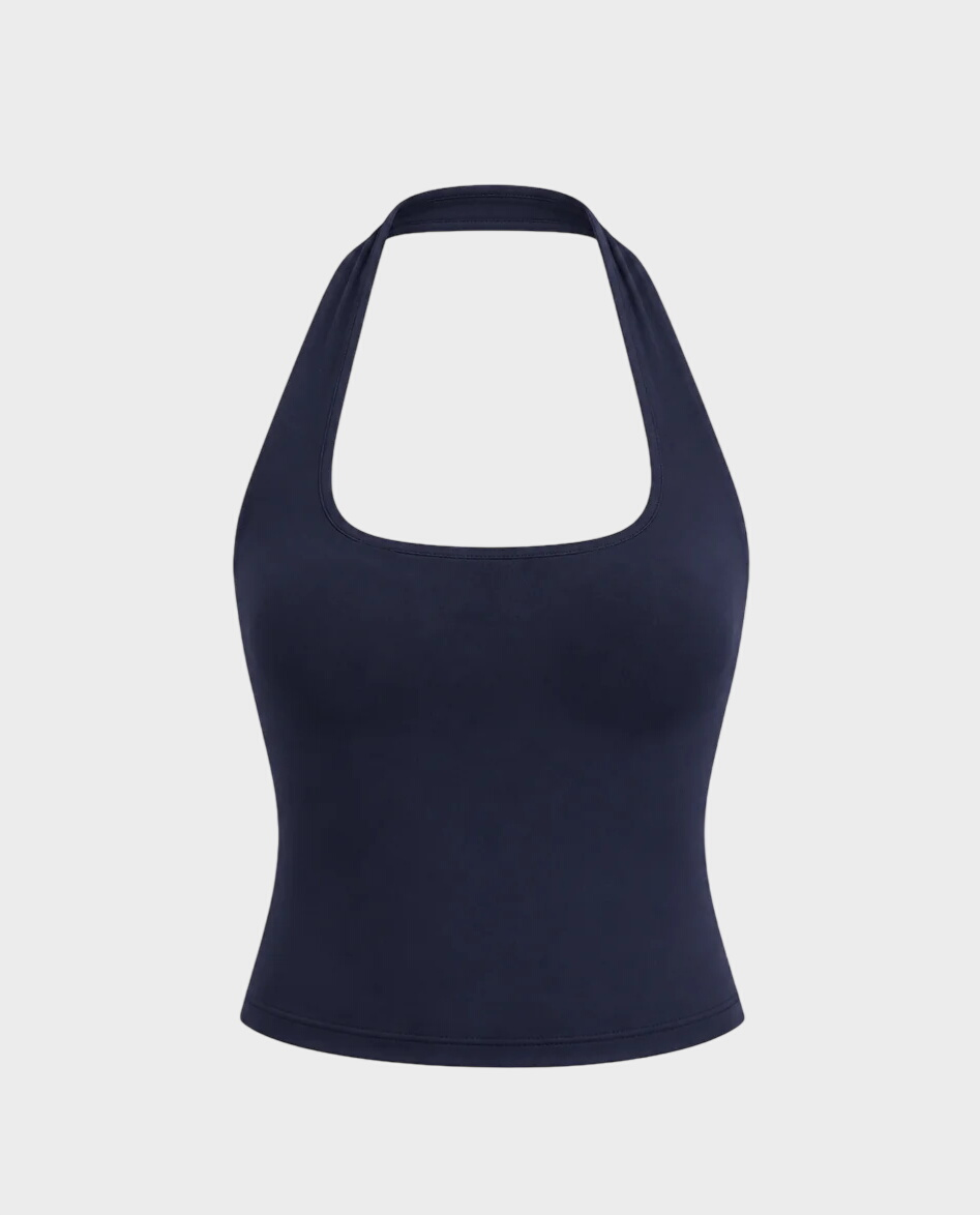 Granatowy top Halter Long No. 5 - Image #0