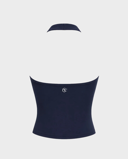Granatowy top Halter Long No. 5 - Image #1