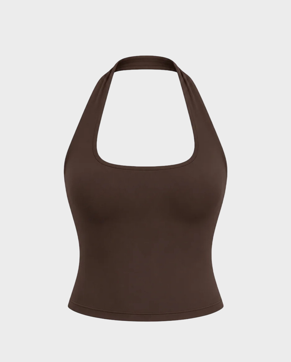 Brązowy top Halter Long No. 5 - Image #0