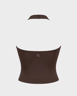 Brązowy top Halter Long No. 5 - Image #1