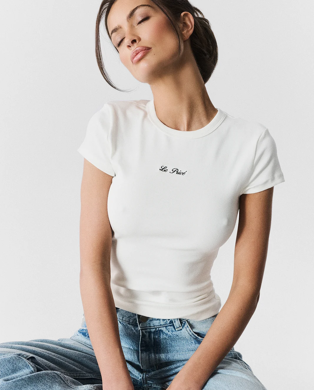 Biały T-shirt z logo Le Prive Baby - Image #0