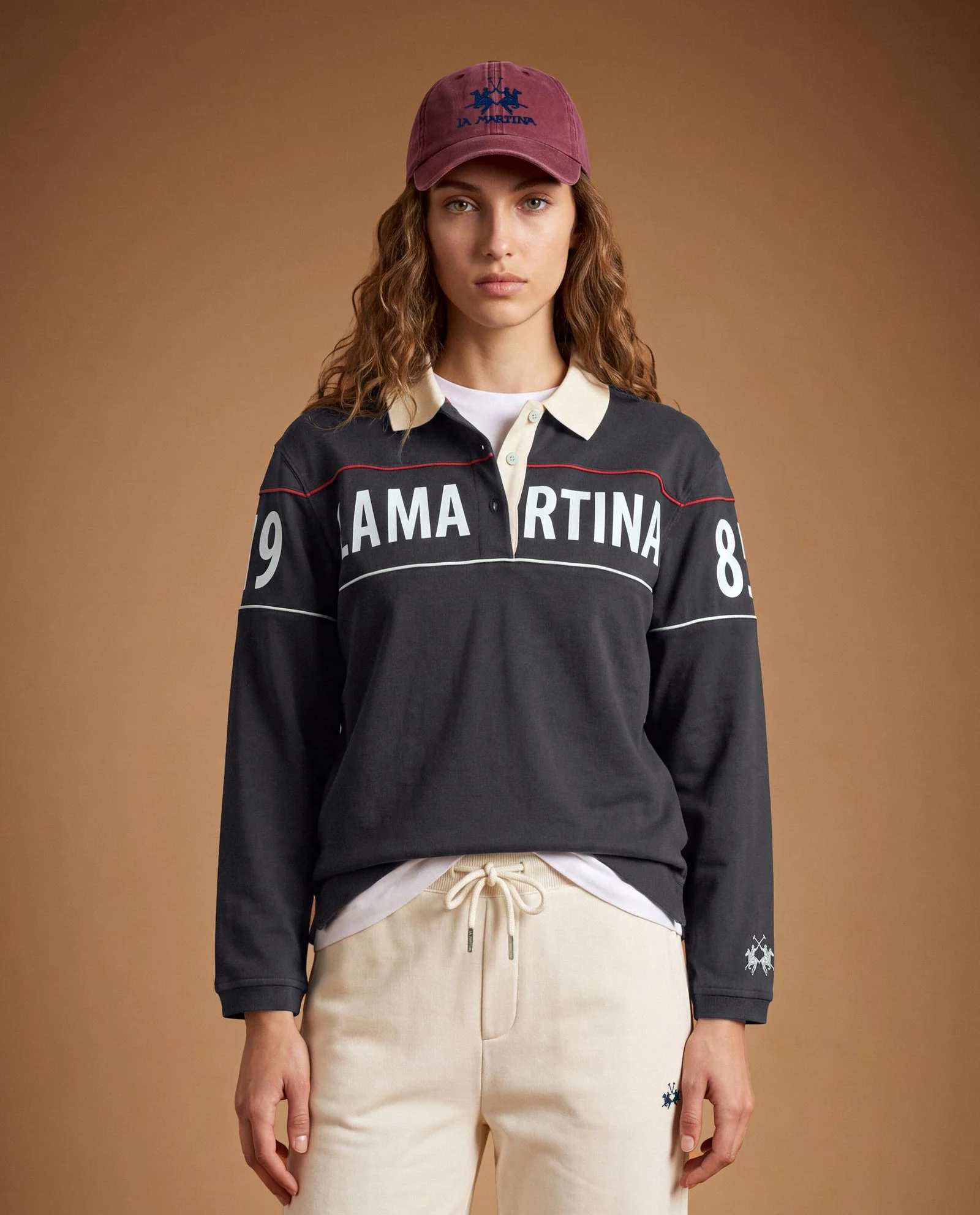 Granatowa bluza polo z logo - Image #1